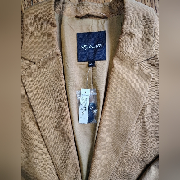NWT Madewell The Larsen Blazer in drape-wave Toffee 1 button Closure L. - Picture 9 of 16